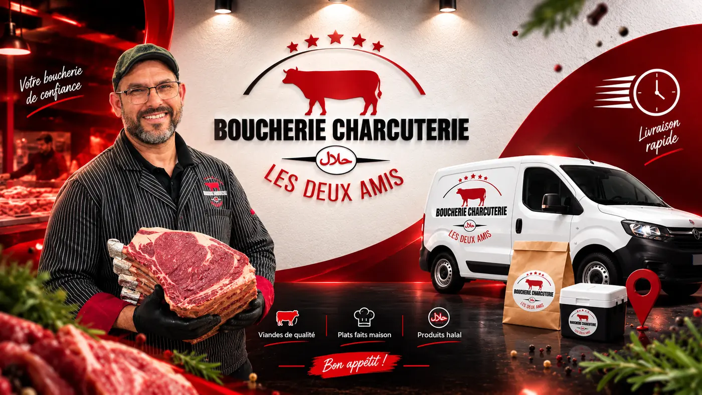 Boucherie Charcuterie halal Les Deux Amis : votre boucher, viandes de qualité et livraison rapide