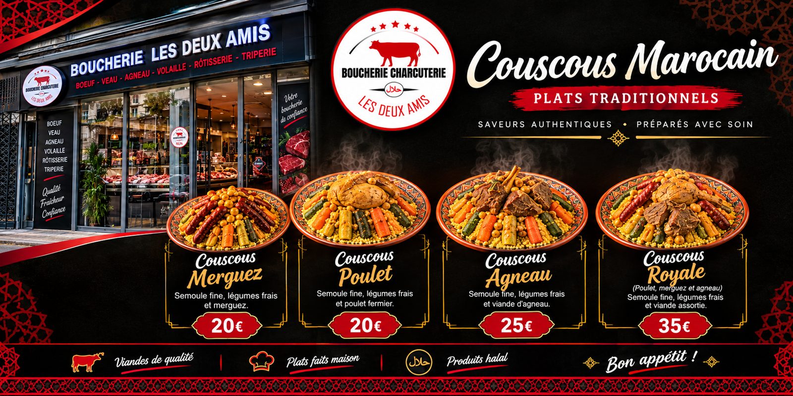 Couscous Marocain - Plats traditionnels - Boucherie Les Deux Amis